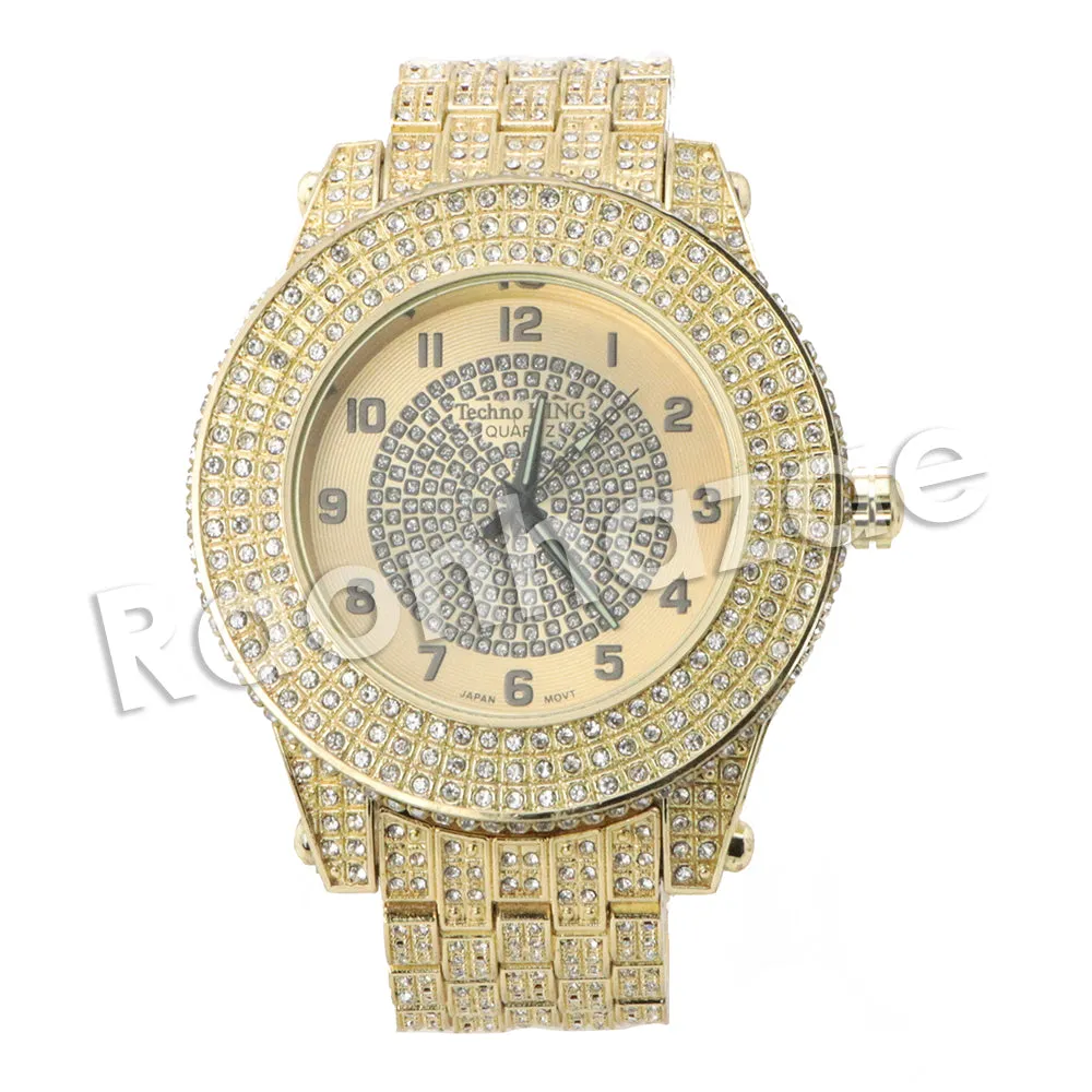 HIP HOP RAONHAZAE BREEZY LUXURY GOLD FINISHED LAB DIAMOND WATCH