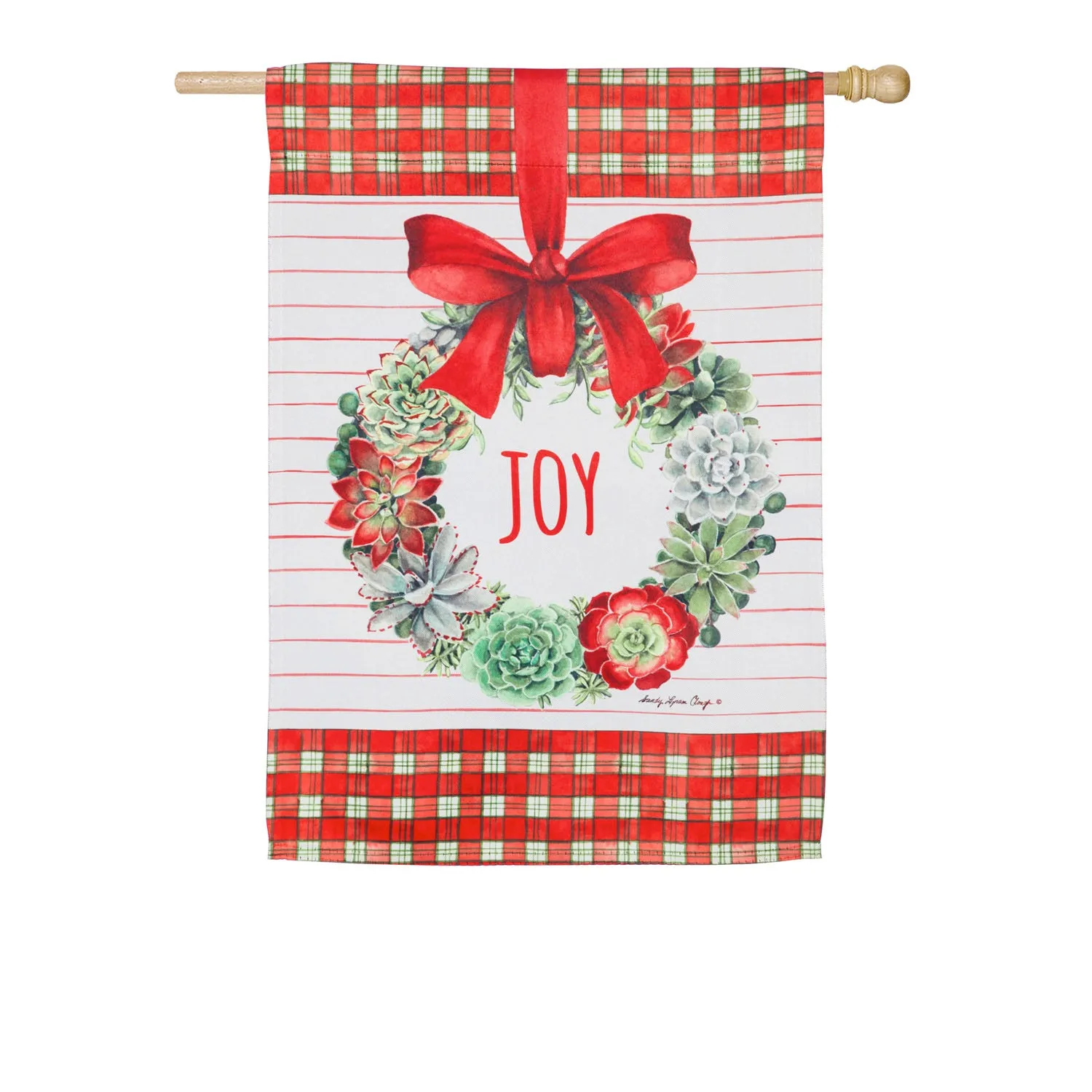 Holiday Succulents Wreath House Suede Flag,13s9238