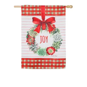 Holiday Succulents Wreath House Suede Flag,13s9238