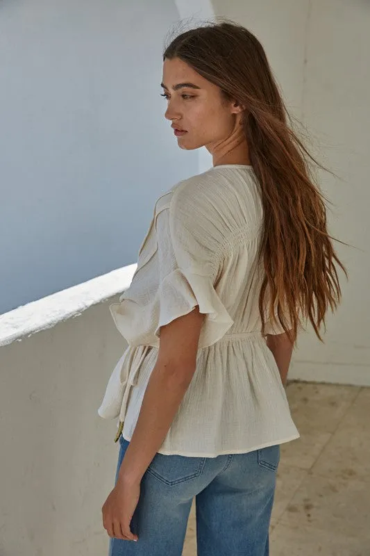 Isa Smocked Woven Top