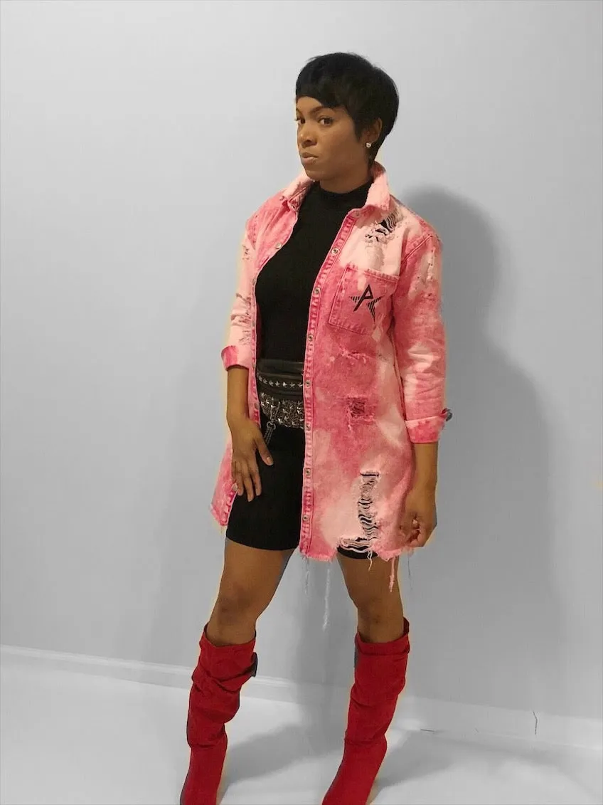 K. Monique Pink Stonewashed Jean Dress