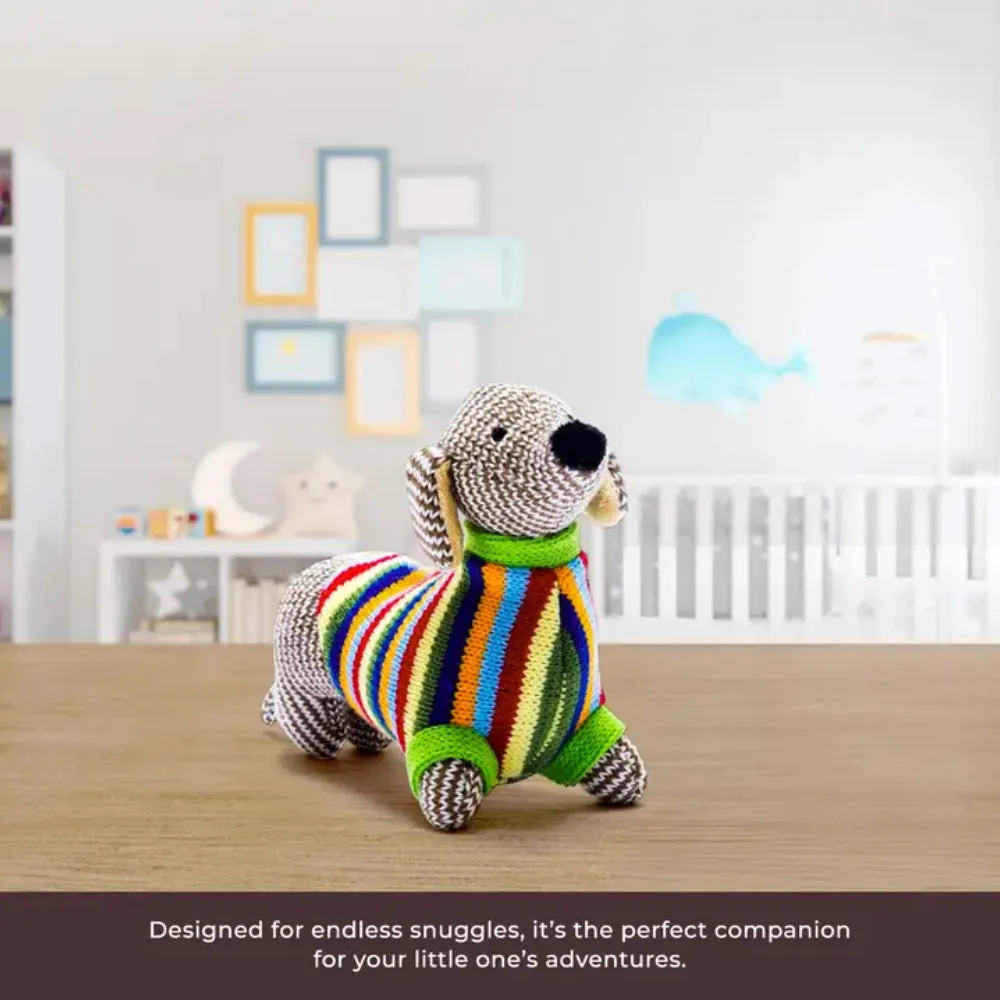 Knitted Sausage Dog Baby Rattle