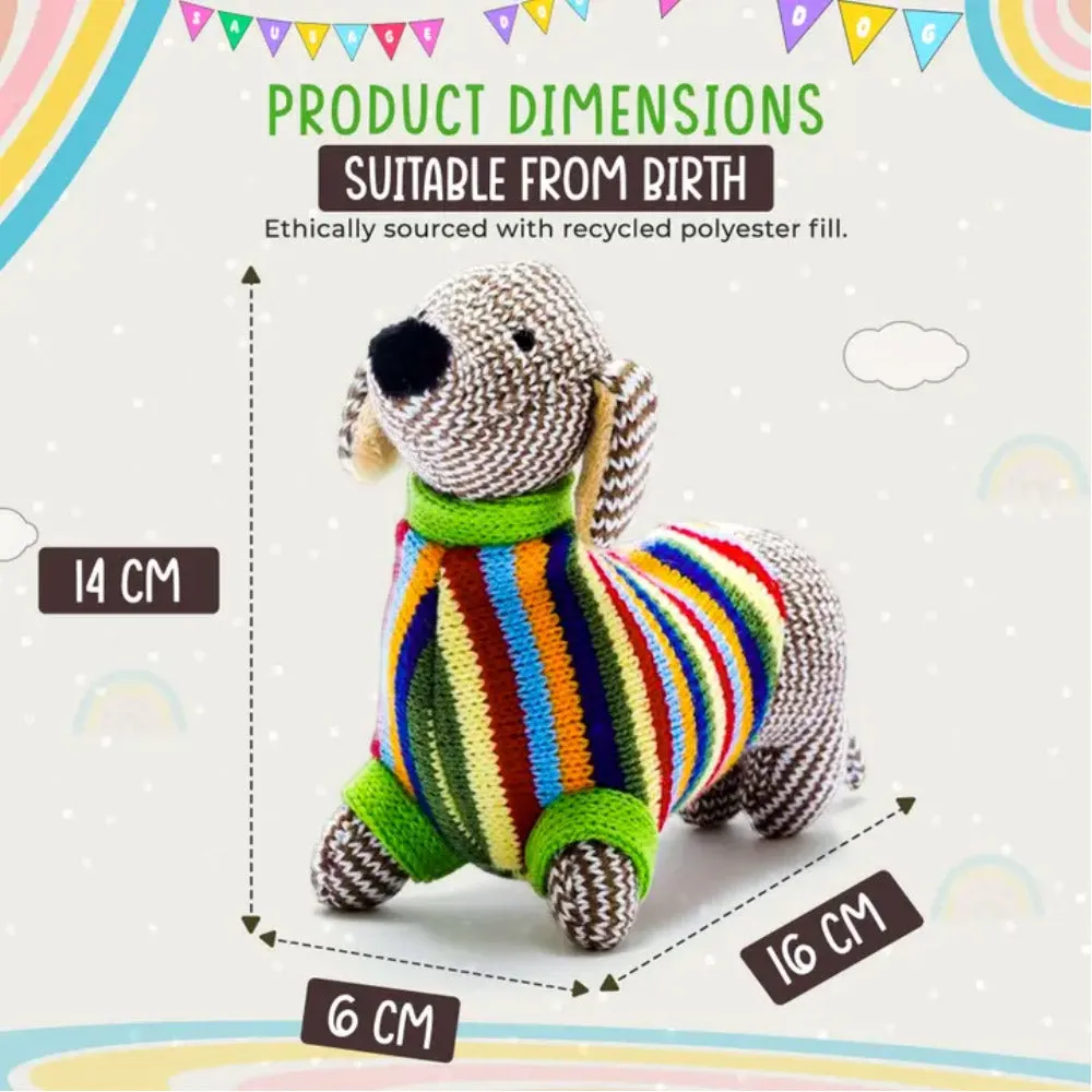 Knitted Sausage Dog Baby Rattle