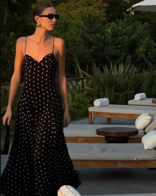 Langes Polka Dots Kleid Chic