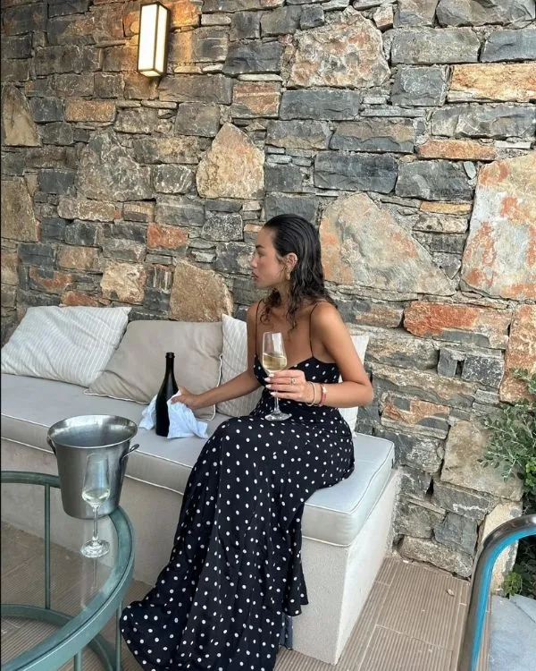 Langes Polka Dots Kleid Chic