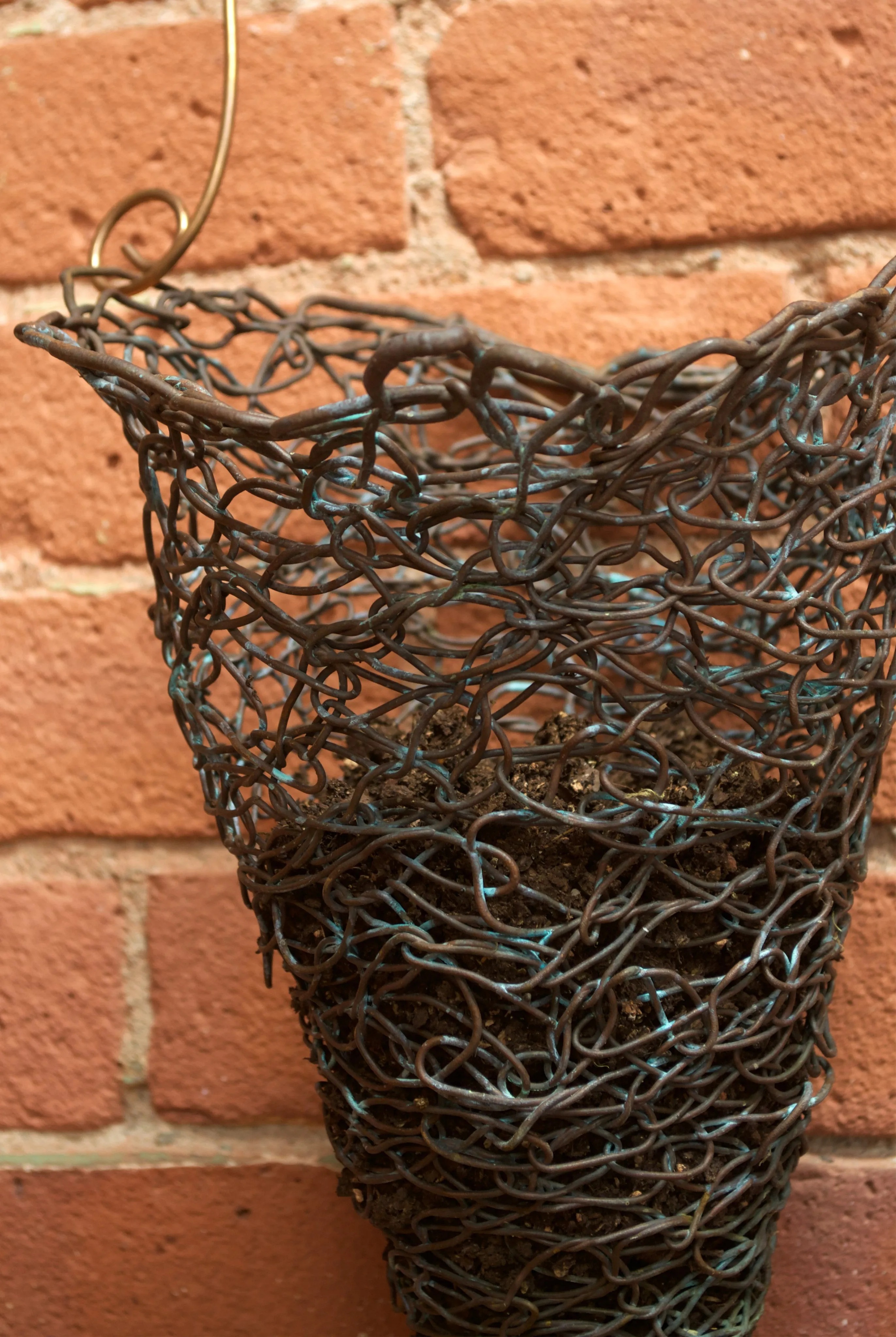 Large Woven Copper Hanging Planter