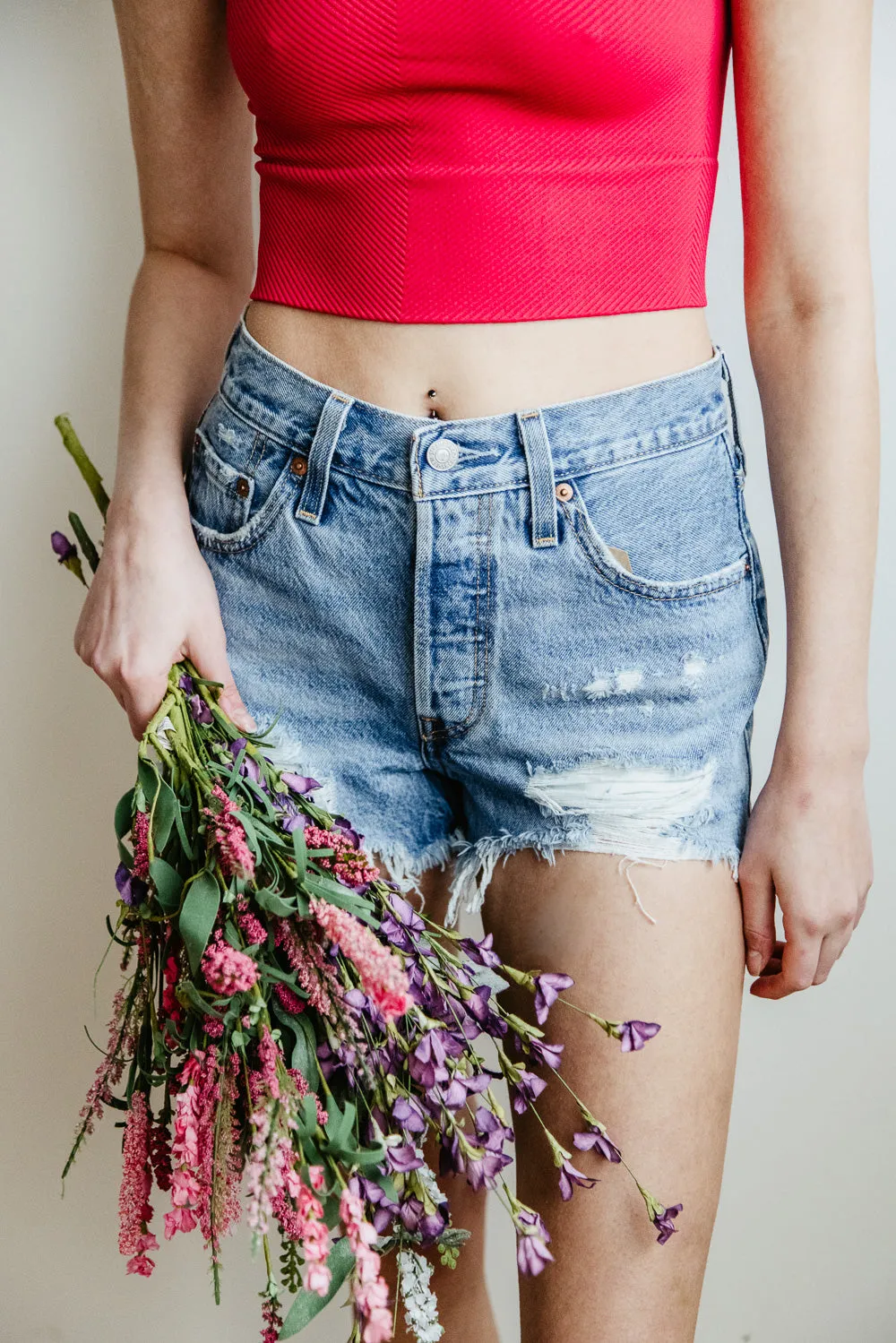Levi’s 501 High Rise Med Wash Denim Shorts for Women | 56327-0321