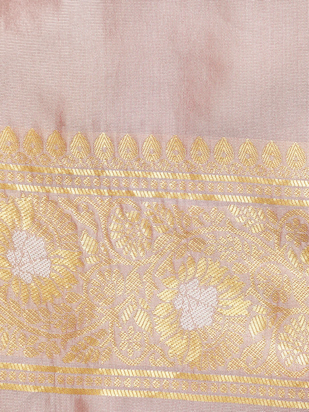 Light Peach Silk Banarasi Zari Woven Heavy Saree