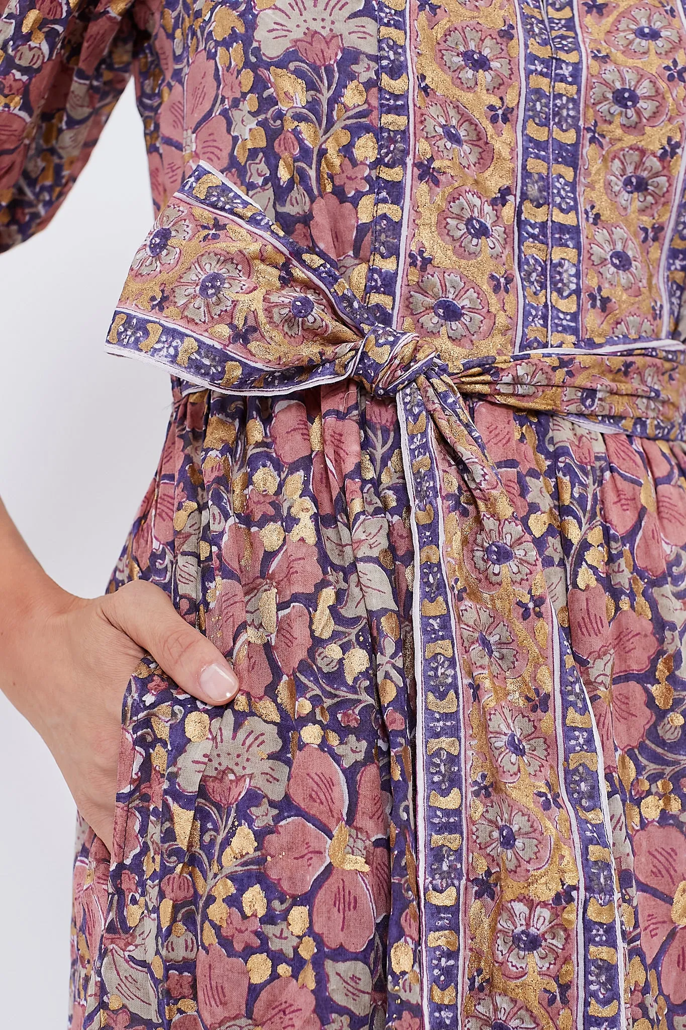 Matera Navy Puff Sleeve Maxi Dress