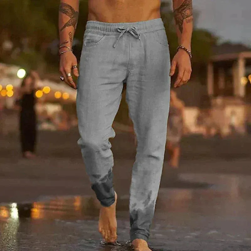 Men’s Linen Joggers – Drawstring Waist – Tapered Fit – Lightweight – Beach & Lounge Essential