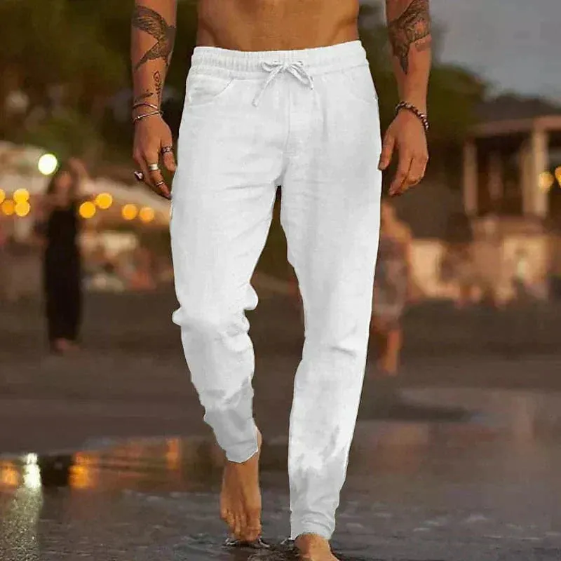 Men’s Linen Joggers – Drawstring Waist – Tapered Fit – Lightweight – Beach & Lounge Essential