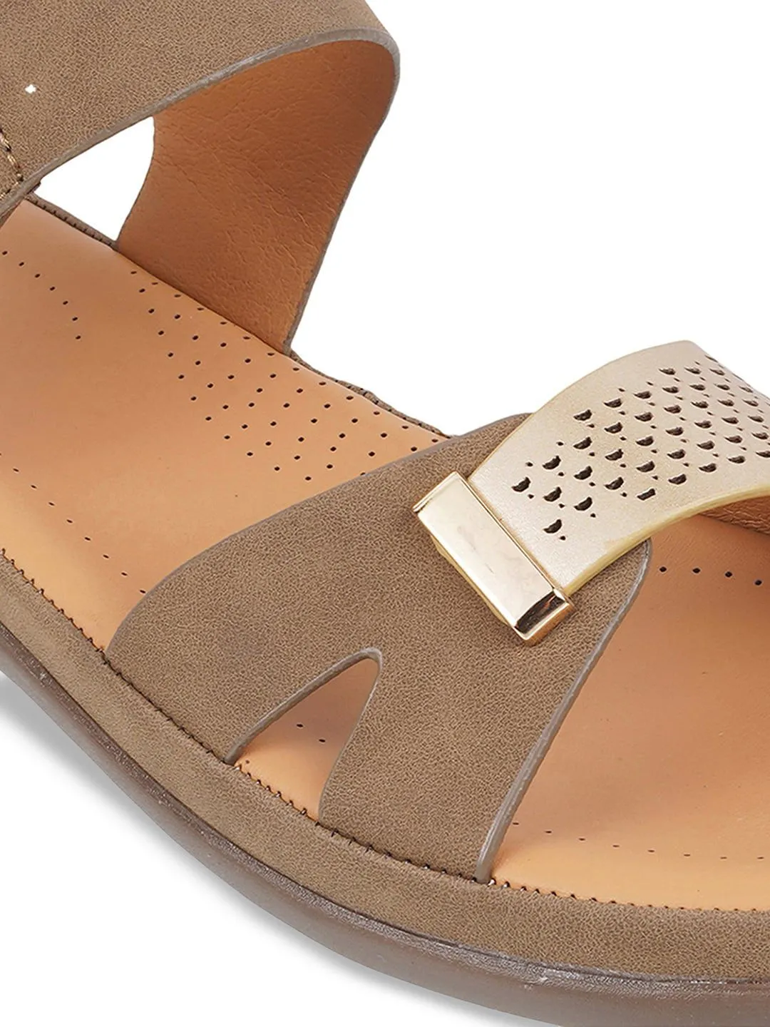 Mochi Textured Backstraps Suede Open Toe Flats