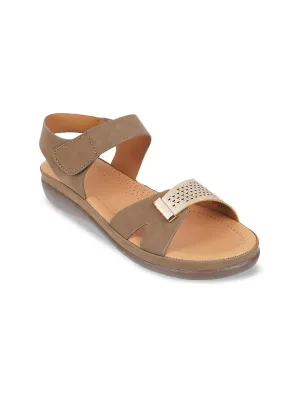 Mochi Textured Backstraps Suede Open Toe Flats