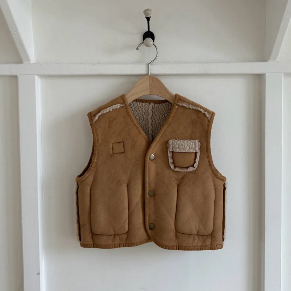 Moody Reversible Faux Suede and Sherpa Vest