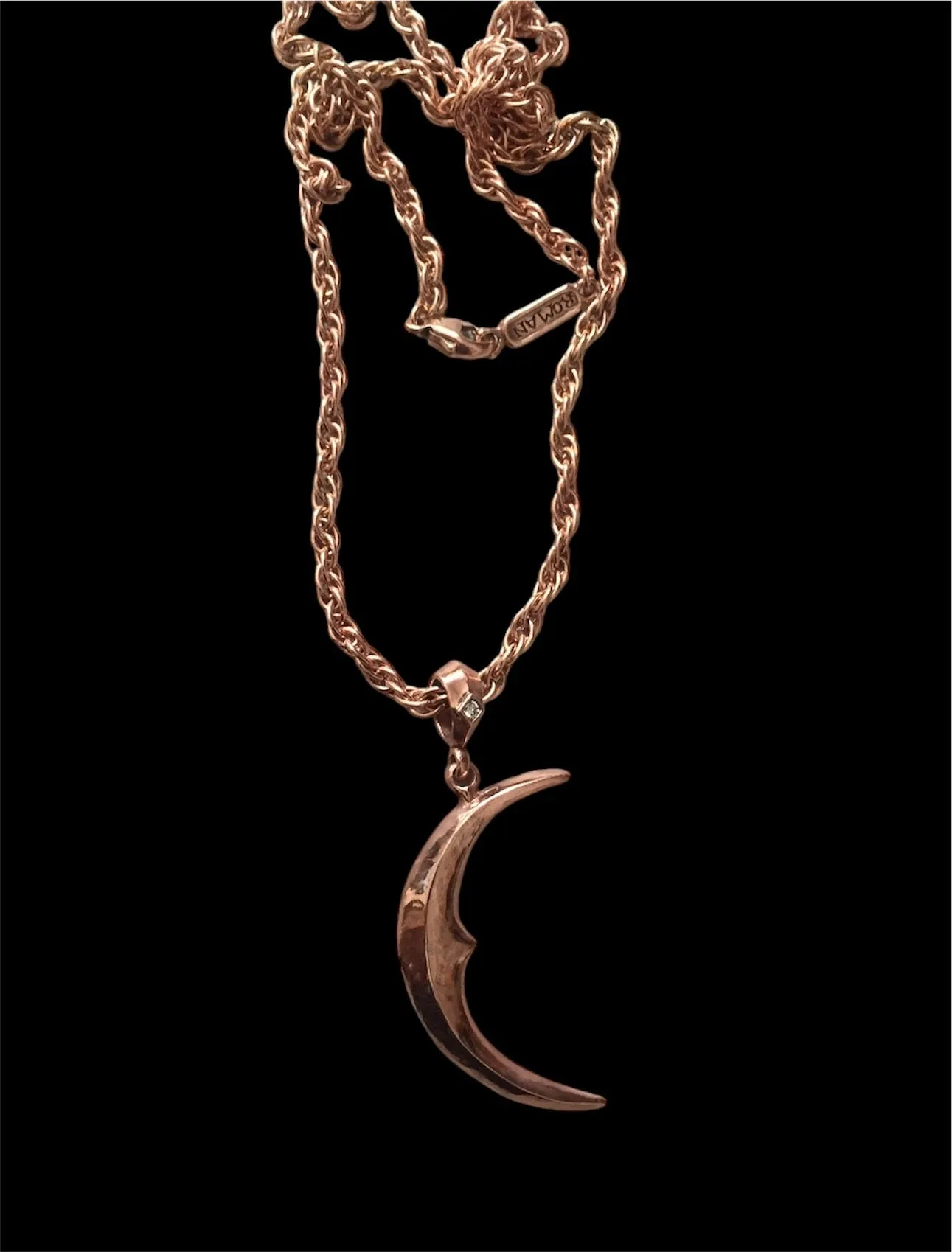 Necklace - Rose Crescent Moon & Dimaond