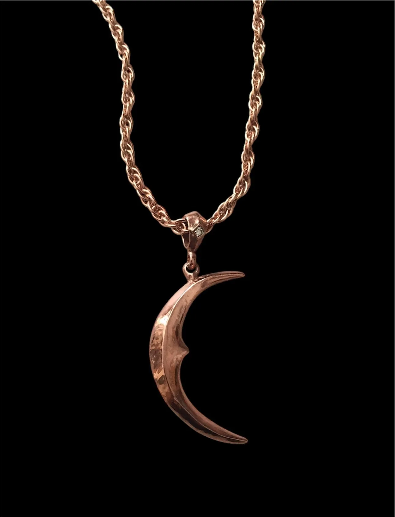 Necklace - Rose Crescent Moon & Dimaond