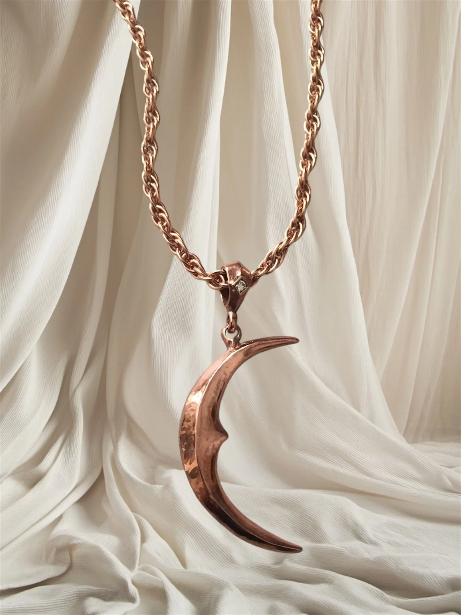 Necklace - Rose Crescent Moon & Dimaond
