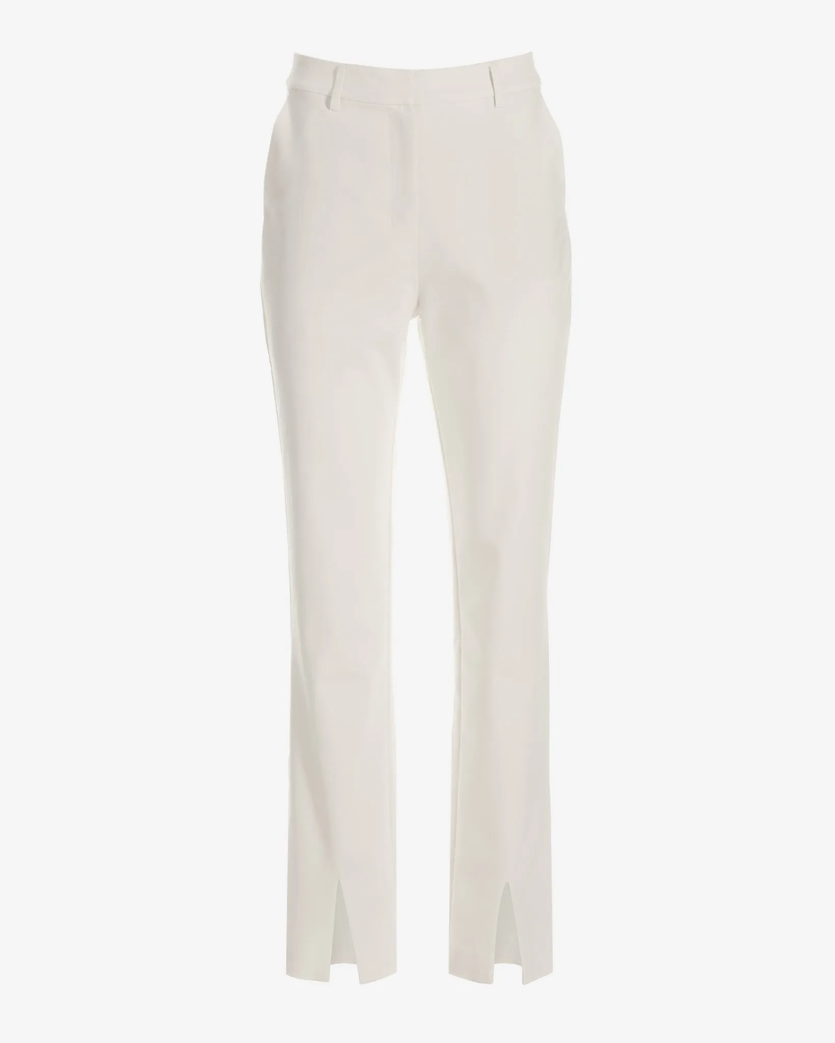 Newport Modern Slim Straight Leg Slit Front Trouser Pant Ivory
