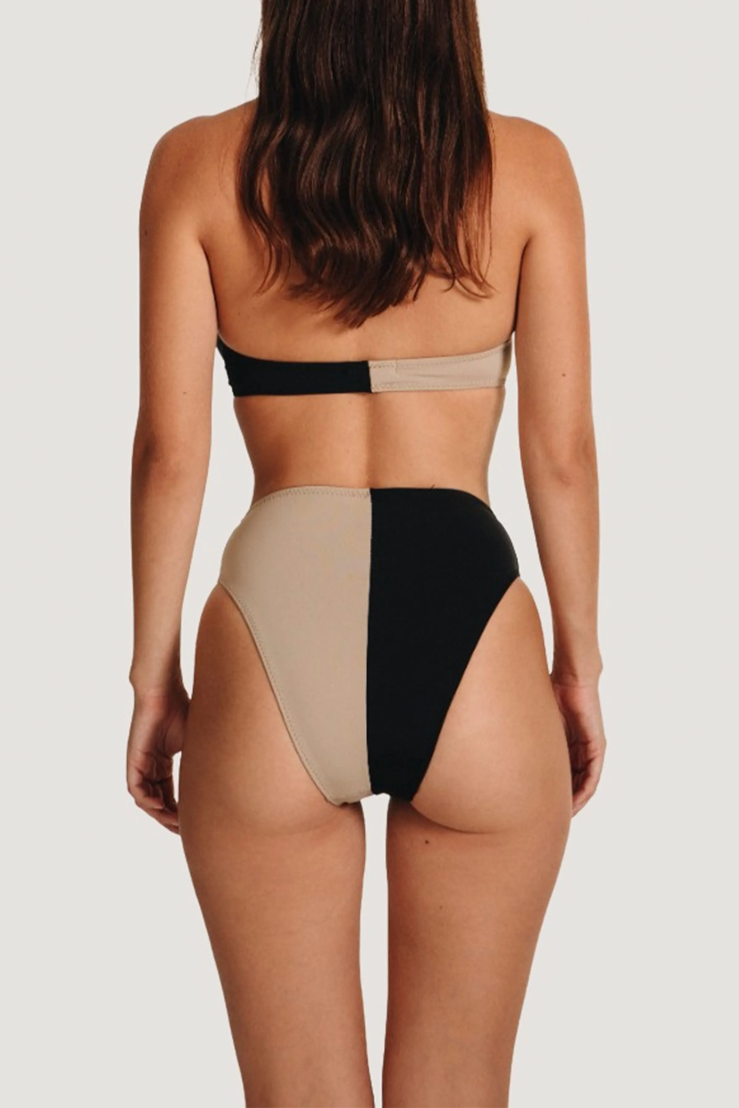 OLYMPUS TWO-TONE HIGH-LEG BIKINI BOTTOMS