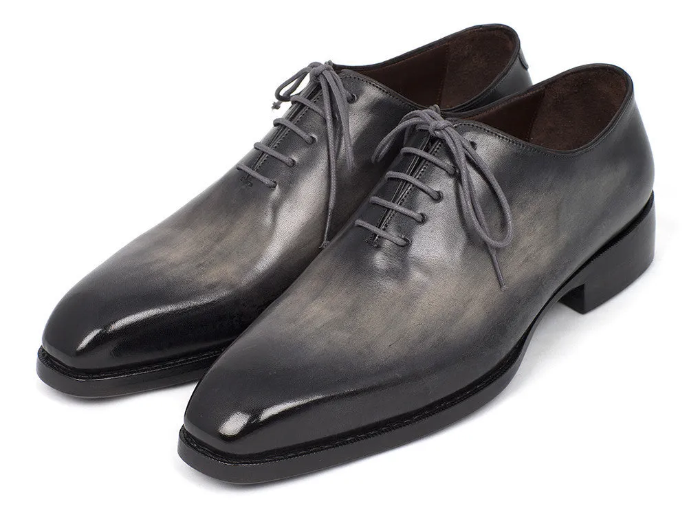 Paul Parkman Hand-Painted Leather Wholecut Oxfords in Gray & Black