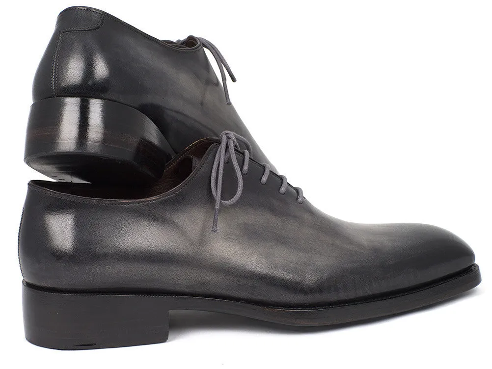 Paul Parkman Hand-Painted Leather Wholecut Oxfords in Gray & Black
