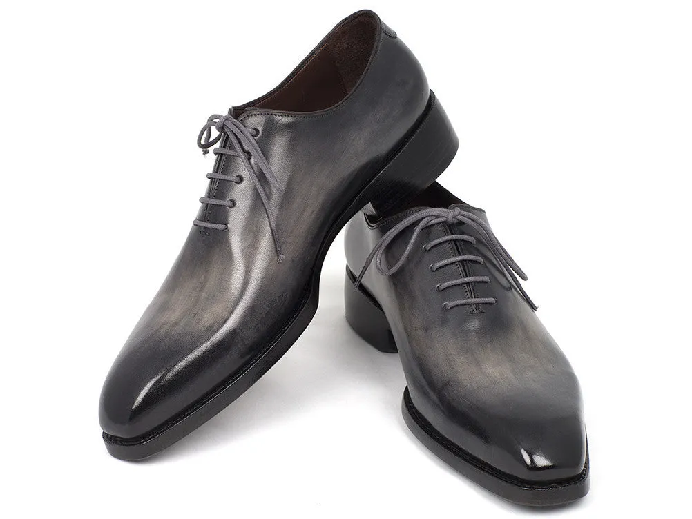Paul Parkman Hand-Painted Leather Wholecut Oxfords in Gray & Black