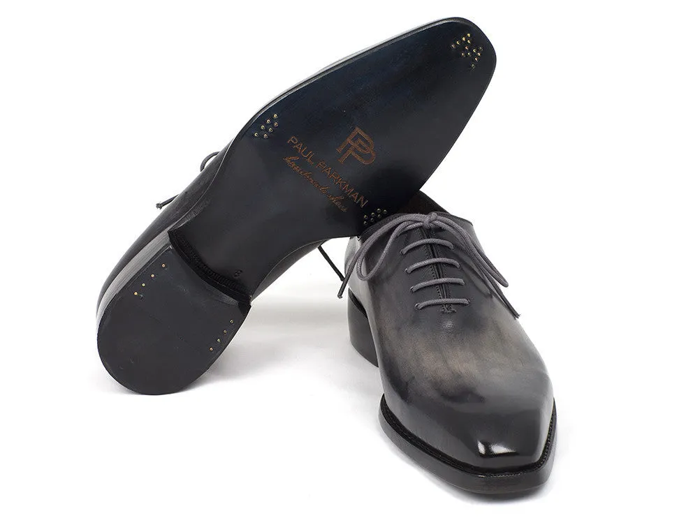 Paul Parkman Hand-Painted Leather Wholecut Oxfords in Gray & Black