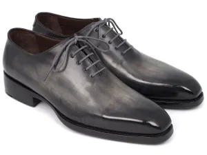 Paul Parkman Hand-Painted Leather Wholecut Oxfords in Gray & Black