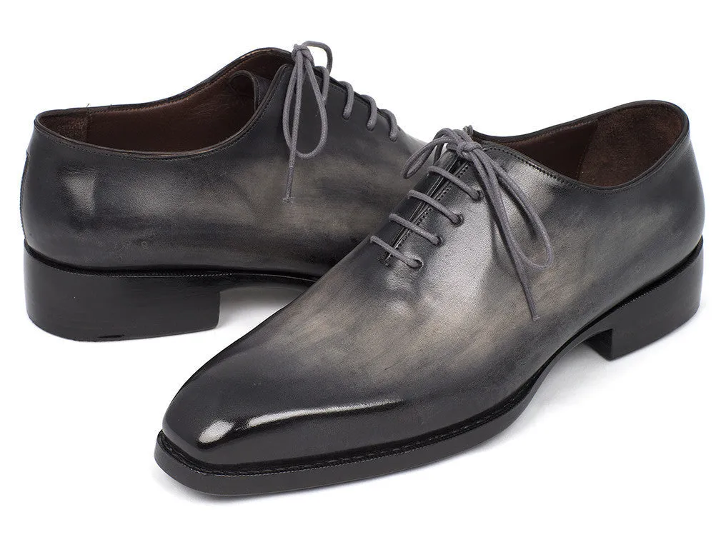 Paul Parkman Hand-Painted Leather Wholecut Oxfords in Gray & Black