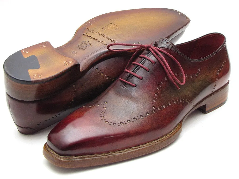 Paul Parkman Men's Goodyear Welted Wingtip Oxfords in Bordeaux & Camel