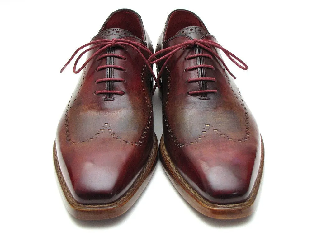 Paul Parkman Men's Goodyear Welted Wingtip Oxfords in Bordeaux & Camel