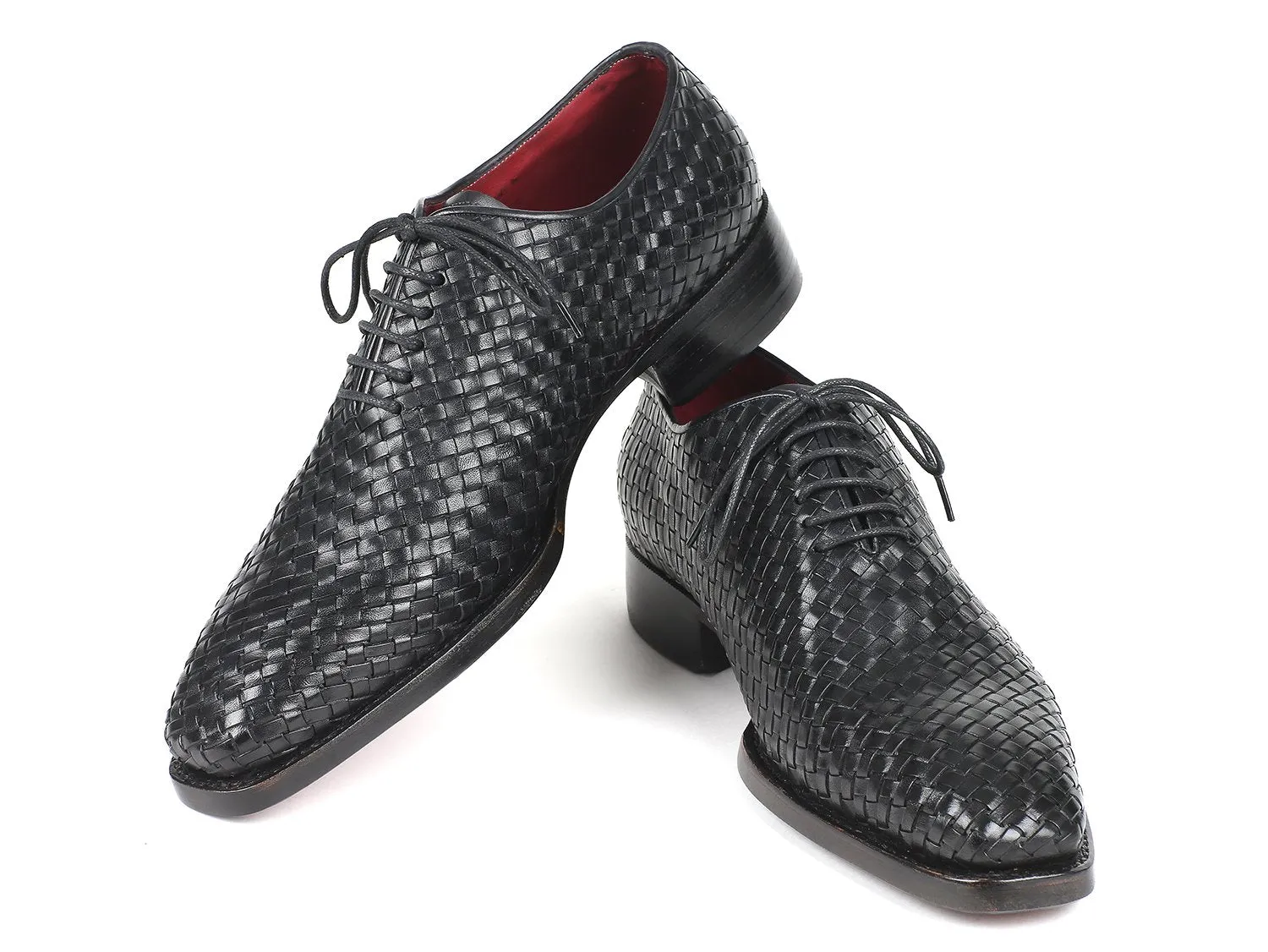 Paul Parkman Men's Woven Leather Oxfords in Black
