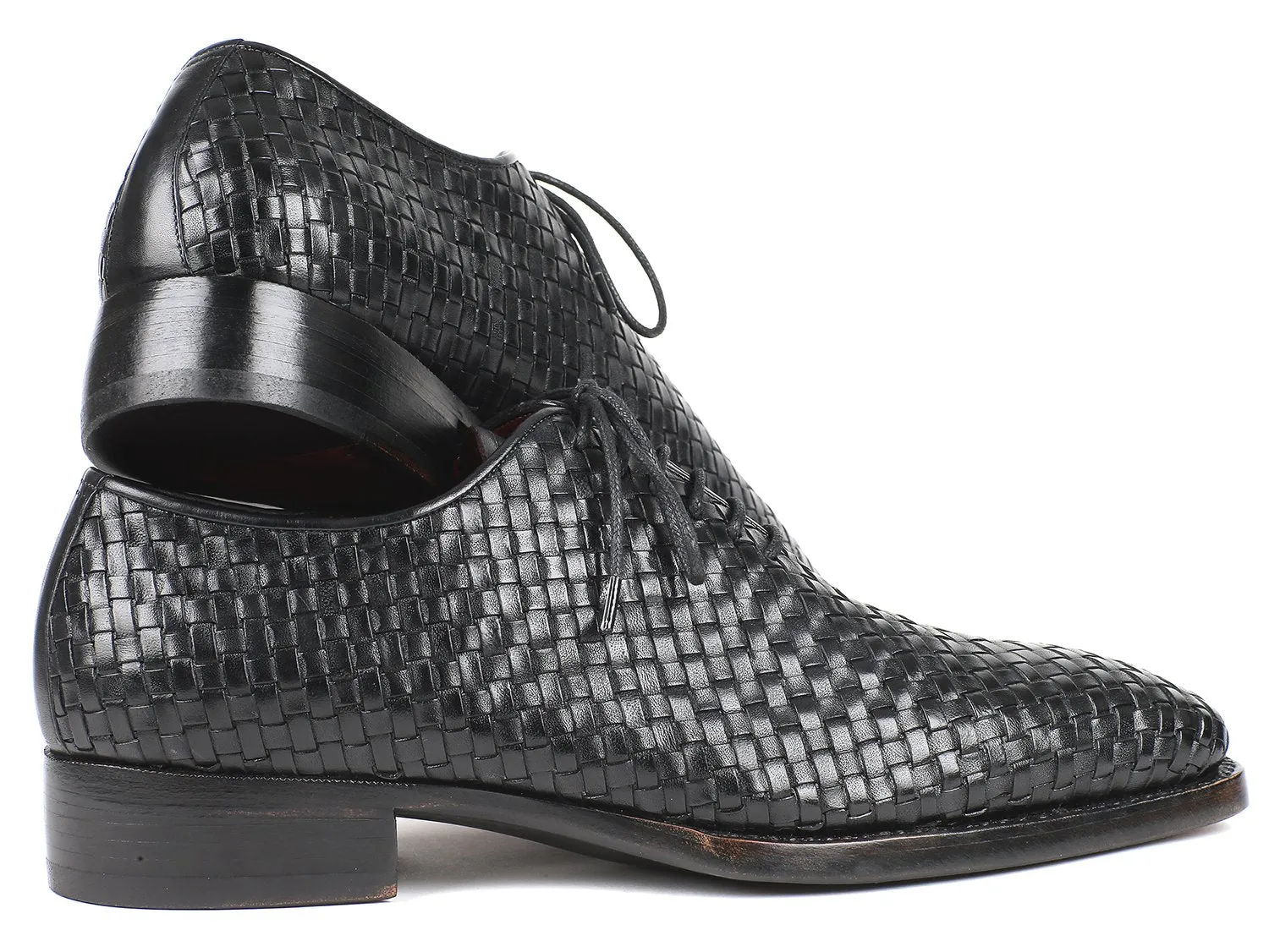 Paul Parkman Men's Woven Leather Oxfords in Black