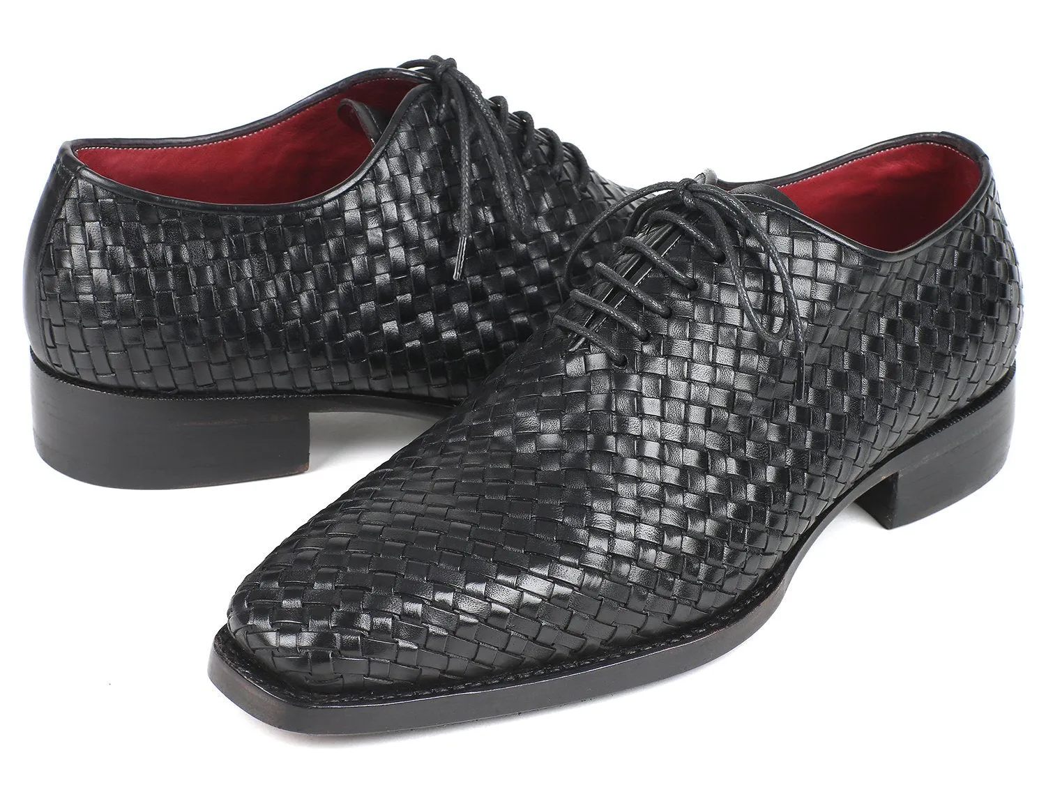 Paul Parkman Men's Woven Leather Oxfords in Black