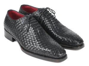 Paul Parkman Men's Woven Leather Oxfords in Black