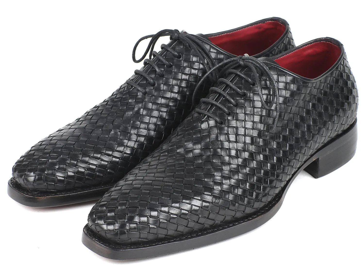 Paul Parkman Men's Woven Leather Oxfords in Black