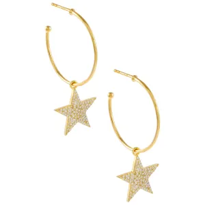 Pavé Star Charm Hoop Earring