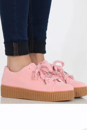 Pink Suede Gum Sole Creepers - Sandy