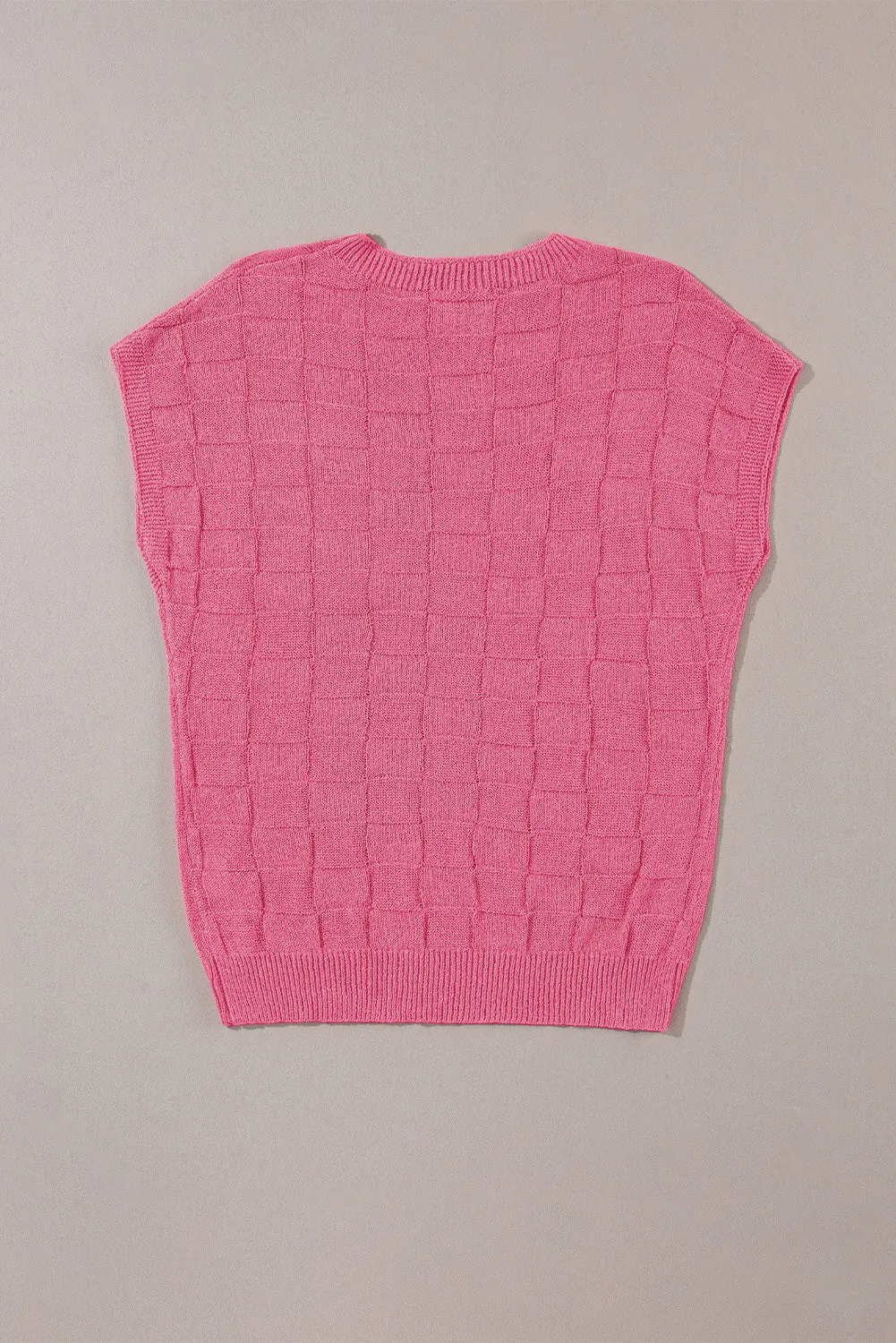 Pink Woven Design Knit Sweater