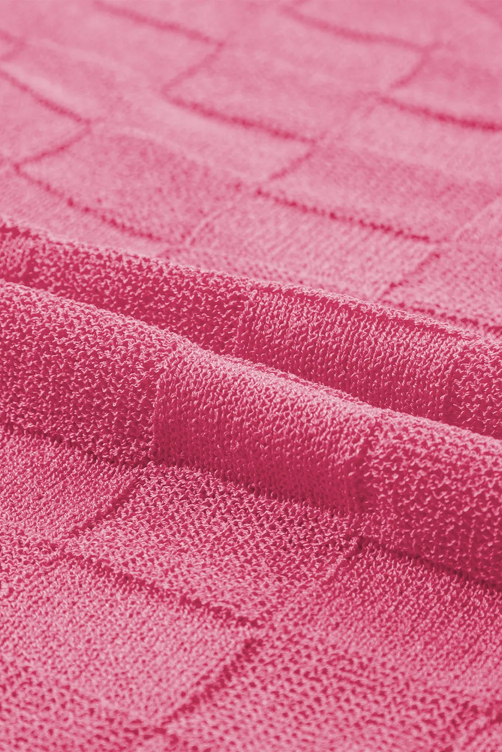 Pink Woven Design Knit Sweater