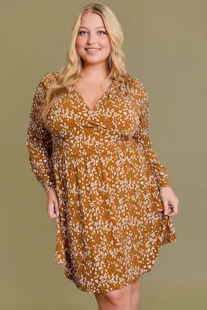 Plus Size Animal Print Banded Waist Wrap Mini Dress