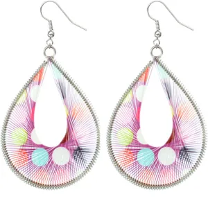 Purple Multicolor Woven Polka Dot Earrings