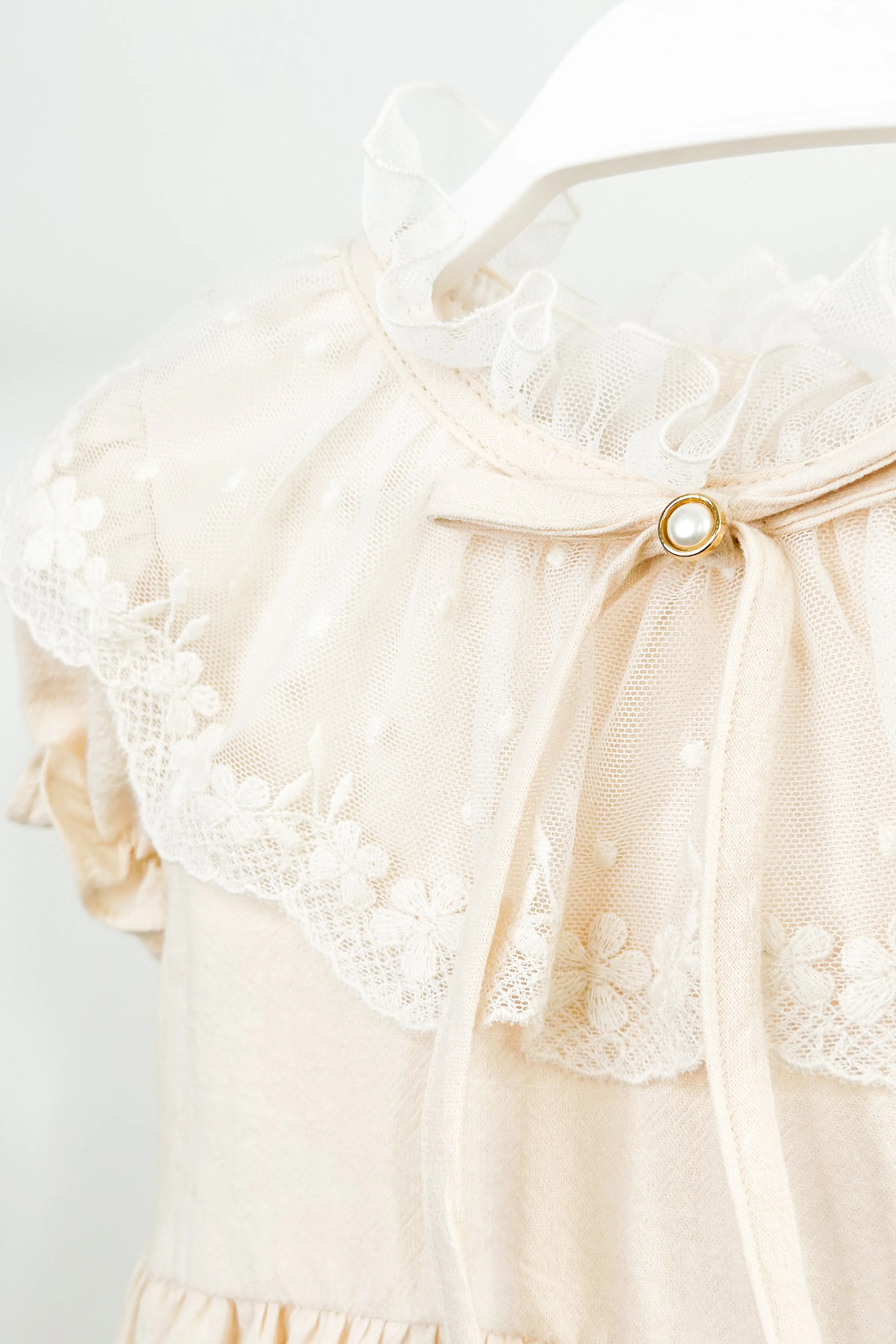 "Arabella" Apricot Lace Collar Dress
