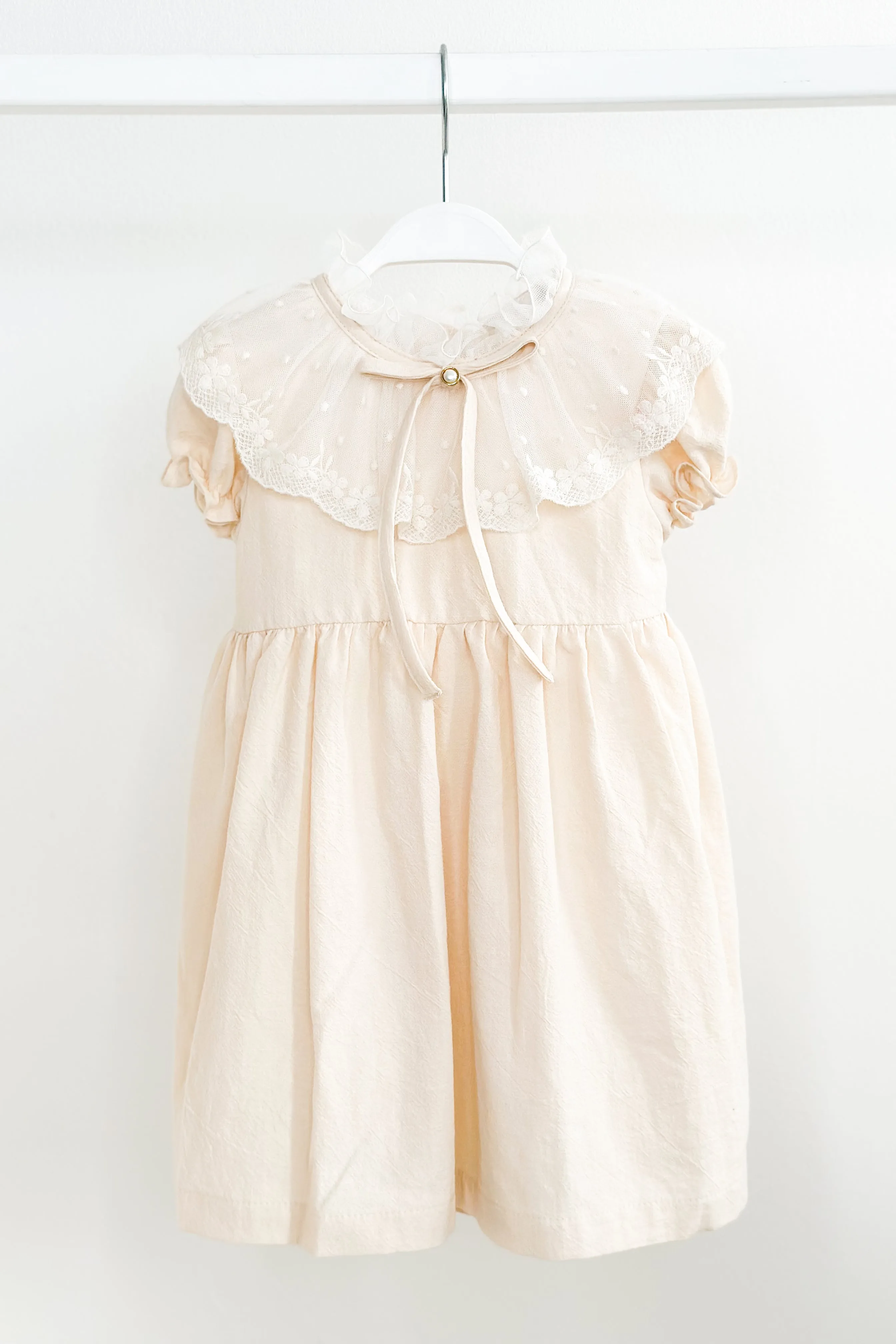 "Arabella" Apricot Lace Collar Dress