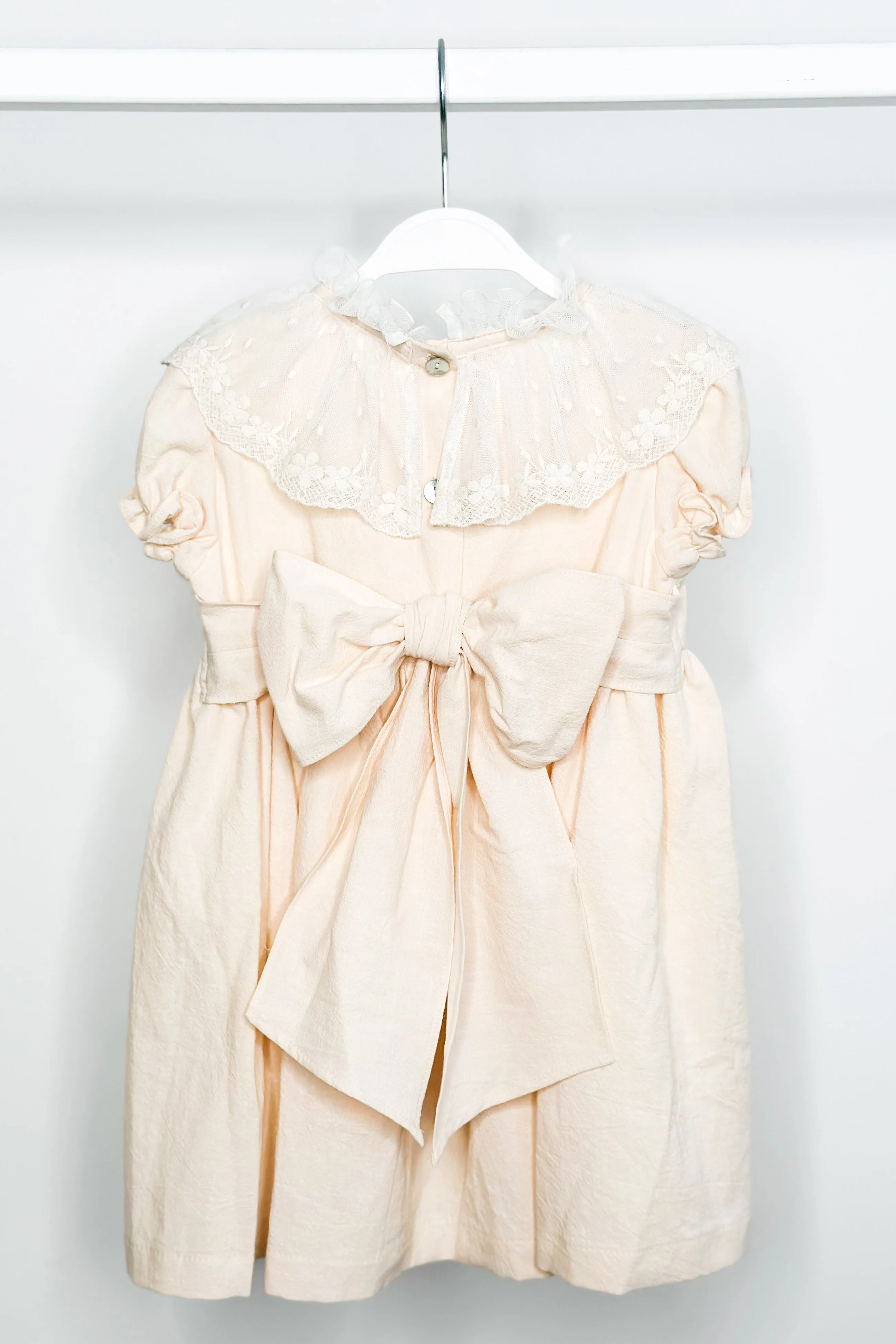 "Arabella" Apricot Lace Collar Dress