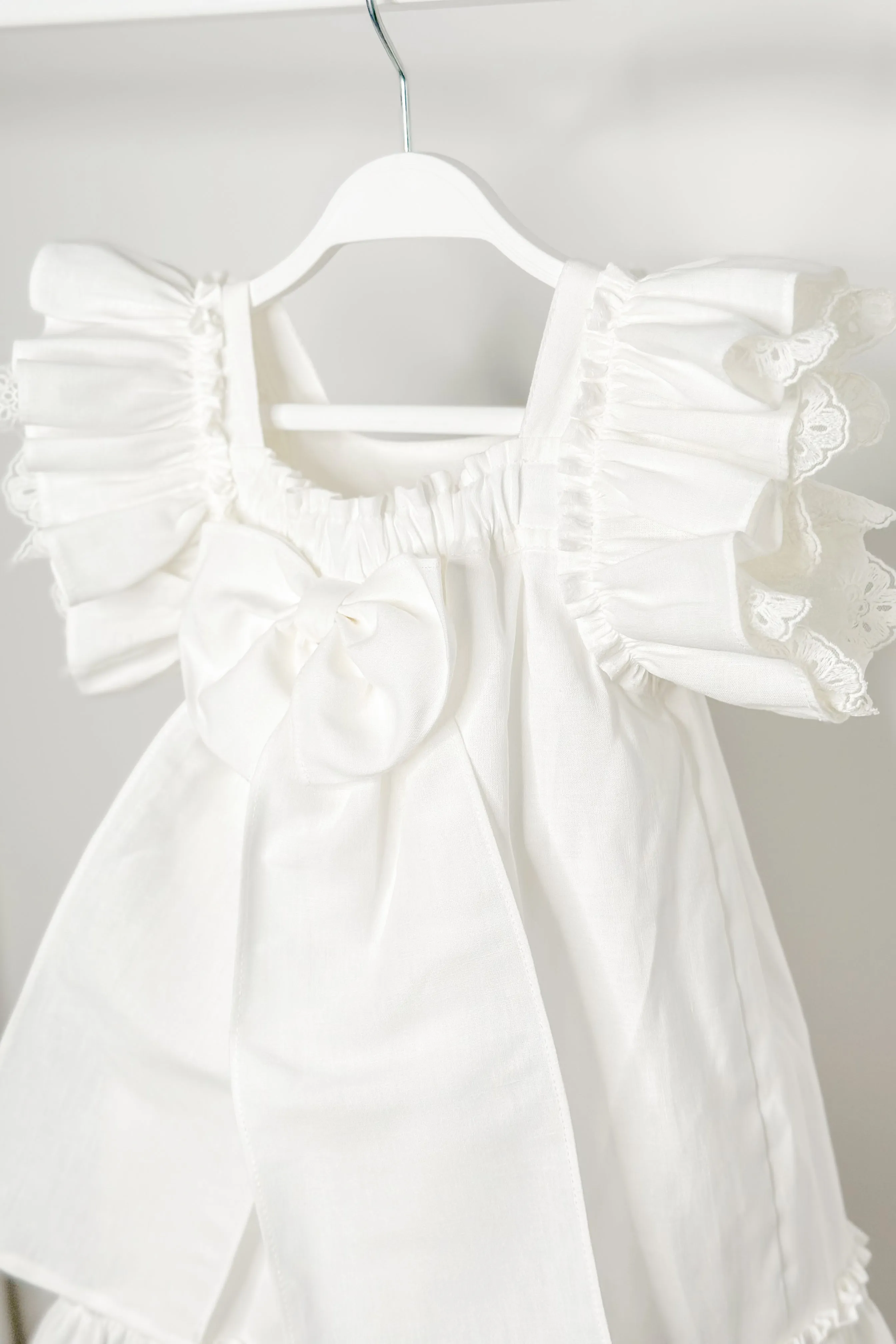 "Celine" Ivory Lace Sleeve Dress