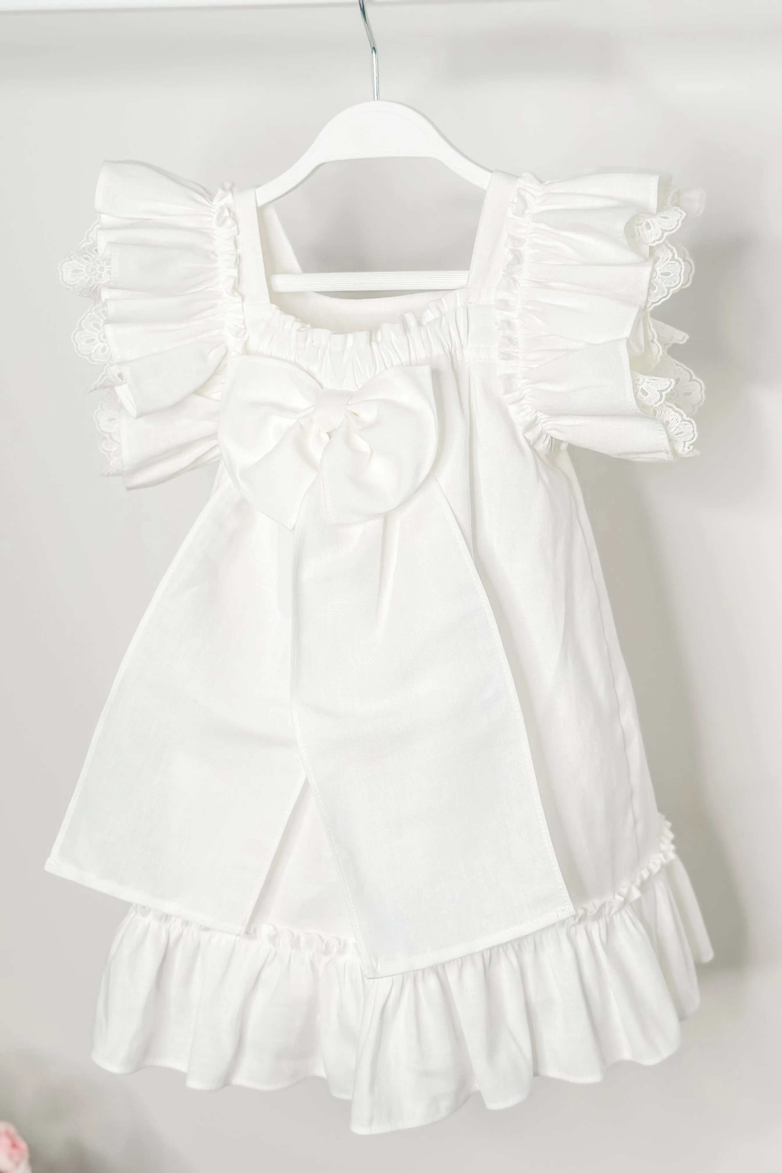 "Celine" Ivory Lace Sleeve Dress