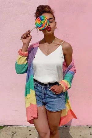 Rainbow Babe Striped Knit Cardigan - 2 Colors