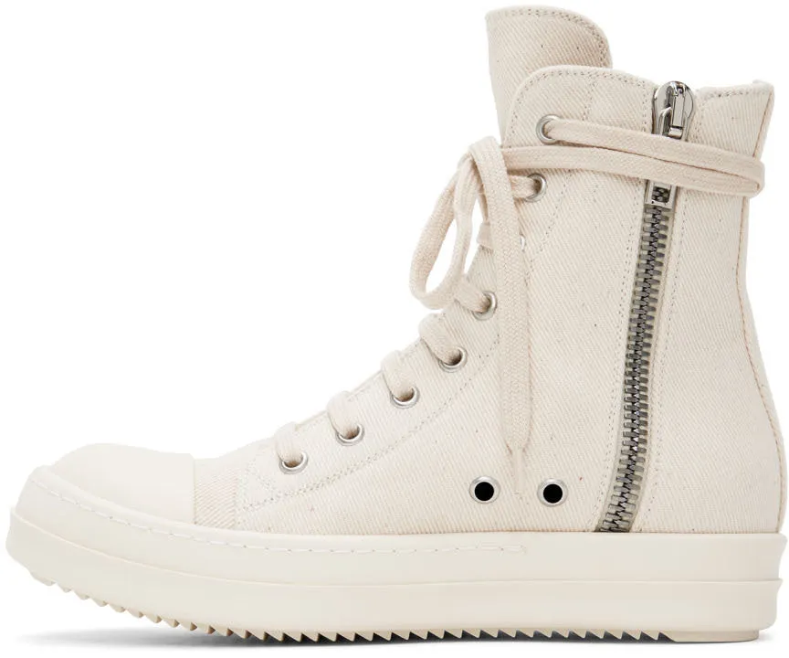 RICK OWENS DRKSHDW Off-White Denim Sneakers