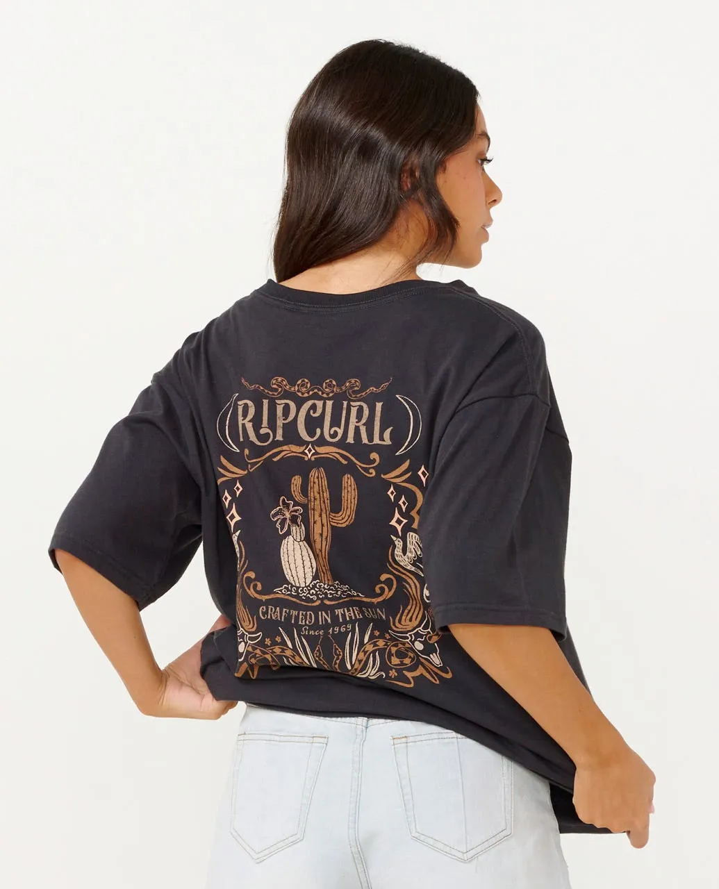 RIP CURL DESERT QUEEN HERITAGE TEE - WASHED BLACK